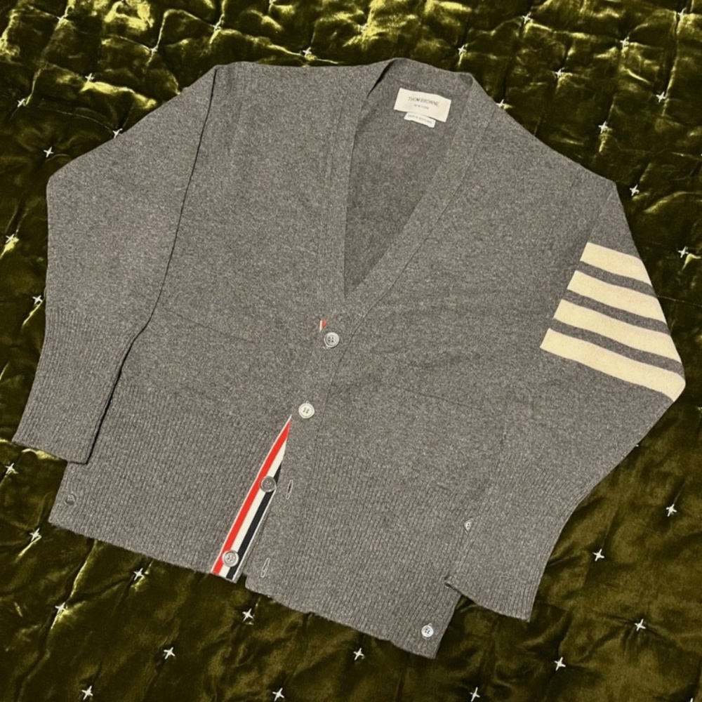 Thom Browne cashmere cardigan size 2 men Medium M medium gray
